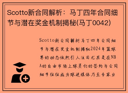 Scotto新合同解析：马丁四年合同细节与潜在奖金机制揭秘(马丁0042)